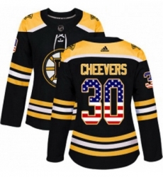 Womens Adidas Boston Bruins 30 Gerry Cheevers Authentic Black USA Flag Fashion NHL Jersey Womens Adidas Boston Bruins 30 Gerry Cheevers Authentic Black USA Flag Fashion NHL Jersey