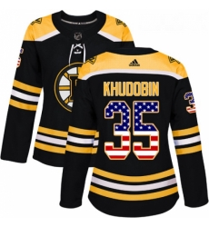 Womens Adidas Boston Bruins 35 Anton Khudobin Authentic Black USA Flag Fashion NHL Jersey Womens Adidas Boston Bruins 35 Anton Khudobin Authentic Black USA Flag Fashion NHL Jersey