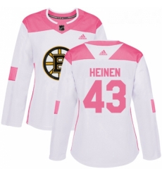 Womens Adidas Boston Bruins 43 Danton Heinen Authentic WhitePink Fashion NHL Jersey Womens Adidas Boston Bruins 43 Danton Heinen Authentic WhitePink Fashion NHL Jersey