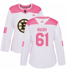 Womens Adidas Boston Bruins 61 Rick Nash Authentic White Pink Fashion NHL Jersey Womens Adidas Boston Bruins 61 Rick Nash Authentic White Pink Fashion NHL Jersey