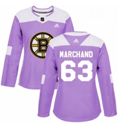Womens Adidas Boston Bruins 63 Brad Marchand Authentic Purple Fights Cancer Practice NHL Jersey Womens Adidas Boston Bruins 63 Brad Marchand Authentic Purple Fights Cancer Practice NHL Jersey