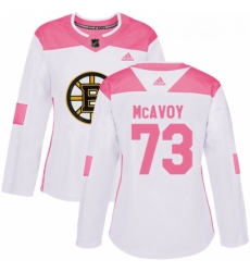 Womens Adidas Boston Bruins 73 Charlie McAvoy Authentic WhitePink Fashion NHL Jersey Womens Adidas Boston Bruins 73 Charlie McAvoy Authentic WhitePink Fashion NHL Jersey