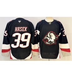 Men Buffalo Sabres  39 Dominik Hasek Black 2024 25 Alternate Stitched Hockey Jersey