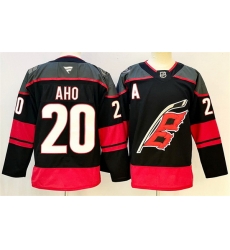 Men Carolina Hurricanes 20 Sebastian Aho Black 2024 25 With A Patch Home Stitched Hockey Jersey
