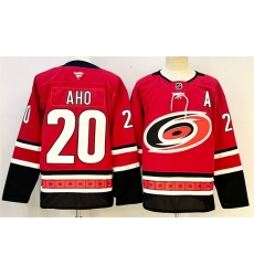 Men Carolina Hurricanes 20 Sebastian Aho Red 2024 25 With A Patch Home Stitched Hockey Jersey