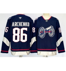 Men Columbus Blue Jackets 86 Kirill Marchenko Navy 2024 25 With C Patch Stitched Hockey Jersey