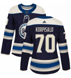 Womens Adidas Columbus Blue Jackets 70 Joonas Korpisalo Authentic Navy Blue Alternate NHL Jersey 