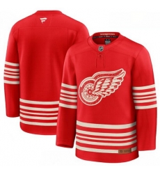 Men Detroit Red Wings Blank Red 2025 Centennial Premium Stitched Hockey Jersey