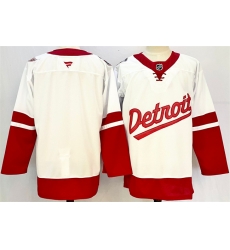 Men Detroit Red Wings Blank White Red 2024 25 Stitched Jersey