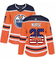 Womens Adidas Edmonton Oilers 25 Darnell Nurse Authentic Orange USA Flag Fashion NHL Jersey Womens Adidas Edmonton Oilers 25 Darnell Nurse Authentic Orange USA Flag Fashion NHL Jersey