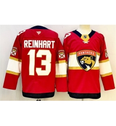 Men Florida Panthers 13 Sam Reinhart Red 2024 25 Home Stitched Hockey Jersey