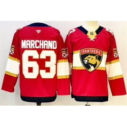 Men Florida Panthers 63 Brad Marchand Red 2024 25 Home Stitched Hockey Jersey