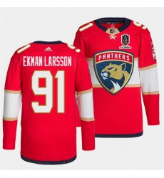 Men Florida Panthers 91 Oliver Ekman Larsson Red Home 2024 Stanley Cup Champions Stitched Jersey Men Florida Panthers 91 Oliver Ekman Larsson Red Home 2024 Stanley Cup Champions Stitched Jersey
