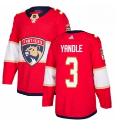 Mens Adidas Florida Panthers 3 Keith Yandle Authentic Red Home NHL Jersey 