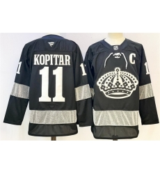 Men Los Angeles Kings 11 Anze Kopitar Black With C Patch Alternate Stitched Hockey Jersey