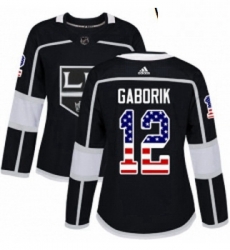 Womens Adidas Los Angeles Kings 12 Marian Gaborik Authentic Black USA Flag Fashion NHL Jersey Womens Adidas Los Angeles Kings 12 Marian Gaborik Authentic Black USA Flag Fashion NHL Jersey