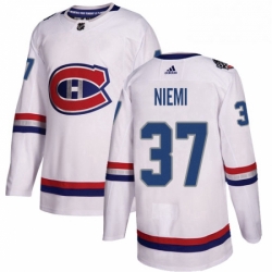Mens Adidas Montreal Canadiens 37 Antti Niemi Authentic White 2017 100 Classic NHL Jersey 