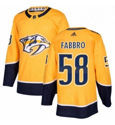 Mens Adidas Nashville Predators 58 Dante Fabbro Authentic Gold Home NHL Jersey Mens Adidas Nashville Predators 58 Dante Fabbro Authentic Gold Home NHL Jersey