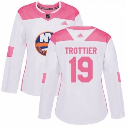 Womens Adidas New York Islanders 19 Bryan Trottier Authentic WhitePink Fashion NHL Jersey 