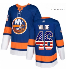 Youth Adidas New York Islanders 46 Bode Wilde Authentic Royal Blue USA Flag Fashion NHL Jersey Youth Adidas New York Islanders 46 Bode Wilde Authentic Royal Blue USA Flag Fashion NHL Jersey