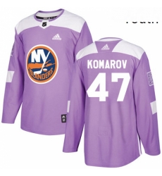 Youth Adidas New York Islanders 47 Leo Komarov Authentic Purple Fights Cancer Practice NHL Jersey Youth Adidas New York Islanders 47 Leo Komarov Authentic Purple Fights Cancer Practice NHL Jersey