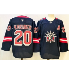 Men New York Rangers 20 Chris Kreider Navy 2024 25 With A Patch Stitched Hockey Jersey
