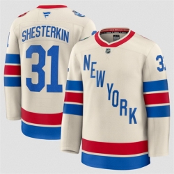 Men New York Rangers 31 Igor Shesterkin Beige 2026 Winter Classic Stitched Hockey Jersey