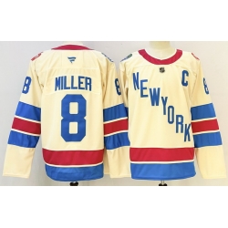Men New York Rangers 8 JT Miller Beige 2025 26 Winter Classic With C Patch Stitched Hockey