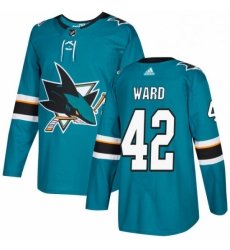 Mens Adidas San Jose Sharks 42 Joel Ward Authentic Teal Green Home NHL Jersey 