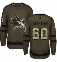 Mens Adidas San Jose Sharks 60 Rourke Chartier Authentic Green Salute to Service NHL Jersey Mens Adidas San Jose Sharks 60 Rourke Chartier Authentic Green Salute to Service NHL Jersey
