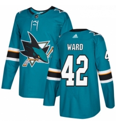 Youth Adidas San Jose Sharks 42 Joel Ward Premier Teal Green Home NHL Jersey 