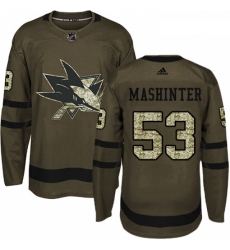 Youth Adidas San Jose Sharks 53 Brandon Mashinter Authentic Green Salute to Service NHL Jersey Youth Adidas San Jose Sharks 53 Brandon Mashinter Authentic Green Salute to Service NHL Jersey