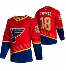 Men St  Louis Blues 18 Robert Thomas Red Adidas 2020 21 Reverse Retro Alternate NHL Jersey