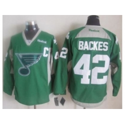 St.Louis Blues #42 David Backes Green Practice Stitched NHL Jersey