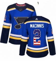 Womens Adidas St Louis Blues 2 Al Macinnis Authentic Blue USA Flag Fashion NHL Jersey Womens Adidas St Louis Blues 2 Al Macinnis Authentic Blue USA Flag Fashion NHL Jersey