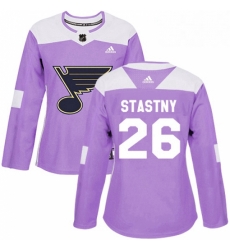 Womens Adidas St Louis Blues 26 Paul Stastny Authentic Purple Fights Cancer Practice NHL Jersey Womens Adidas St Louis Blues 26 Paul Stastny Authentic Purple Fights Cancer Practice NHL Jersey