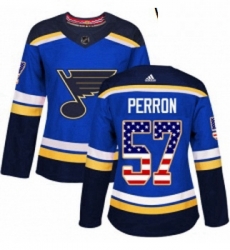 Womens Adidas St Louis Blues 57 David Perron Authentic Blue USA Flag Fashion NHL Jersey Womens Adidas St Louis Blues 57 David Perron Authentic Blue USA Flag Fashion NHL Jersey
