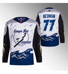 Men Tampa Bay Lightning 77 Victor Hedman White 2022 23 Reverse Retro Stitched Jersey Men Tampa Bay Lightning 77 Victor Hedman White 2022 23 Reverse Retro Stitched Jersey