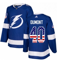 Mens Adidas Tampa Bay Lightning 40 Gabriel Dumont Authentic Blue USA Flag Fashion NHL Jersey 
