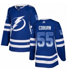 Mens Adidas Tampa Bay Lightning 55 Braydon Coburn Authentic Blue Drift Fashion NHL Jersey 