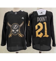 Men's Tampa Bay Lightning #21 Brayden Point Black Pirate Themed Warmup Authentic Jersey Men's Tampa Bay Lightning #21 Brayden Point Black Pirate Themed Warmup Authentic Jersey