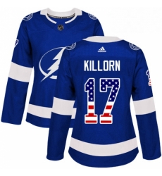 Womens Adidas Tampa Bay Lightning 17 Alex Killorn Authentic Blue USA Flag Fashion NHL Jersey Womens Adidas Tampa Bay Lightning 17 Alex Killorn Authentic Blue USA Flag Fashion NHL Jersey