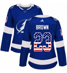 Womens Adidas Tampa Bay Lightning 23 JT Brown Authentic Blue USA Flag Fashion NHL Jersey Womens Adidas Tampa Bay Lightning 23 JT Brown Authentic Blue USA Flag Fashion NHL Jersey