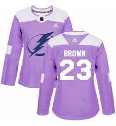 Womens Adidas Tampa Bay Lightning 23 JT Brown Authentic Purple Fights Cancer Practice NHL Jersey Womens Adidas Tampa Bay Lightning 23 JT Brown Authentic Purple Fights Cancer Practice NHL Jersey