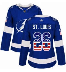 Womens Adidas Tampa Bay Lightning 26 Martin St Louis Authentic Blue USA Flag Fashion NHL Jersey Womens Adidas Tampa Bay Lightning 26 Martin St Louis Authentic Blue USA Flag Fashion NHL Jersey