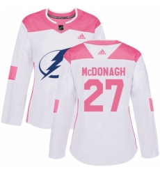 Womens Adidas Tampa Bay Lightning 27 Ryan McDonagh Authentic White Pink Fashion NHL Jerse Womens Adidas Tampa Bay Lightning 27 Ryan McDonagh Authentic White Pink Fashion NHL Jerse