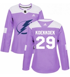 Womens Adidas Tampa Bay Lightning 29 Slater Koekkoek Authentic Purple Fights Cancer Practice NHL Jersey Womens Adidas Tampa Bay Lightning 29 Slater Koekkoek Authentic Purple Fights Cancer Practice NHL Jersey
