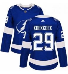 Womens Adidas Tampa Bay Lightning 29 Slater Koekkoek Authentic Royal Blue Home NHL Jersey Womens Adidas Tampa Bay Lightning 29 Slater Koekkoek Authentic Royal Blue Home NHL Jersey