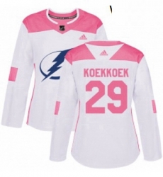 Womens Adidas Tampa Bay Lightning 29 Slater Koekkoek Authentic WhitePink Fashion NHL Jersey Womens Adidas Tampa Bay Lightning 29 Slater Koekkoek Authentic WhitePink Fashion NHL Jersey