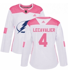 Womens Adidas Tampa Bay Lightning 4 Vincent Lecavalier Authentic WhitePink Fashion NHL Jersey Womens Adidas Tampa Bay Lightning 4 Vincent Lecavalier Authentic WhitePink Fashion NHL Jersey